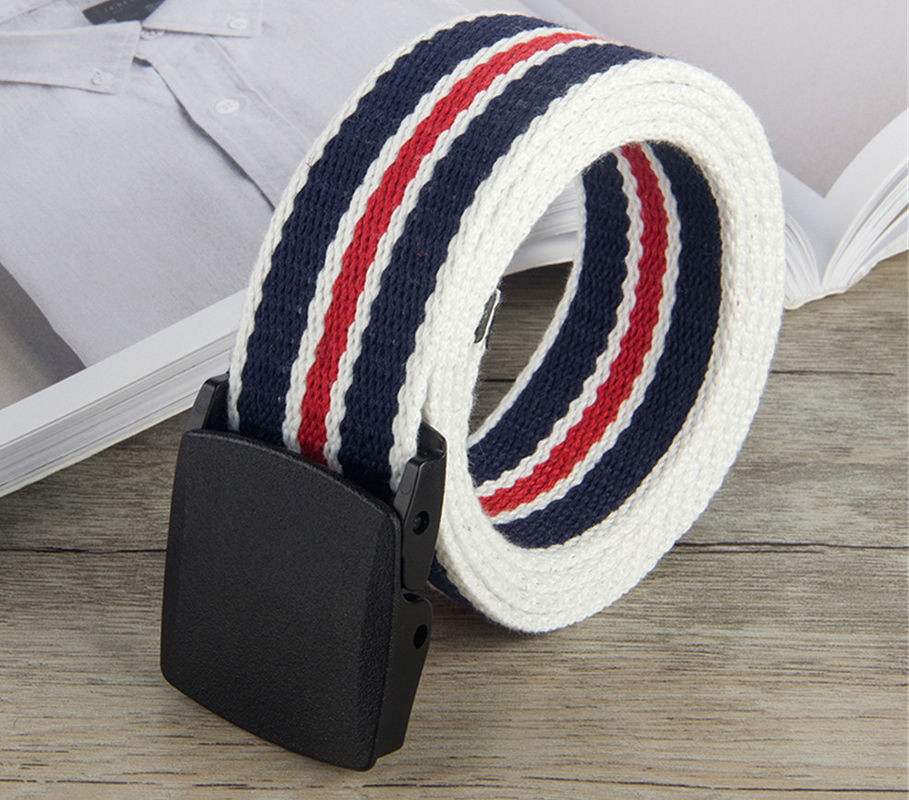 Outdoor Leisure 110cm Plastic Buckle Nylon Belt 3.8cm Wide White Cotton Belt