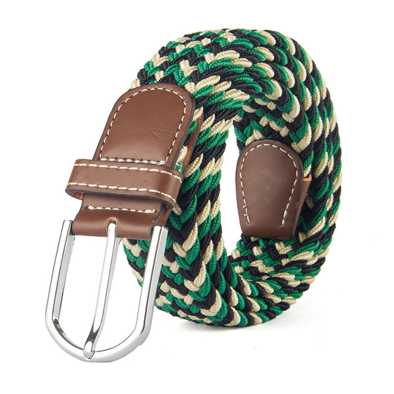 Fashionable No Buckle Elastic Braided Belt Woven Mens Zinc Weave
